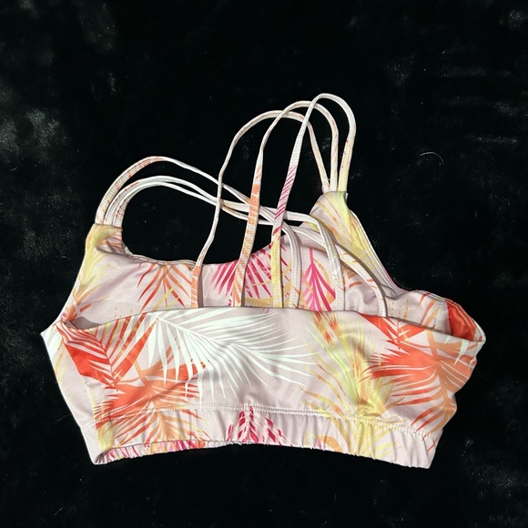 Women’s Strappy Sports Bra – Tropical Palm Print – Padded Workout Size Small - Picture 3 of 4
